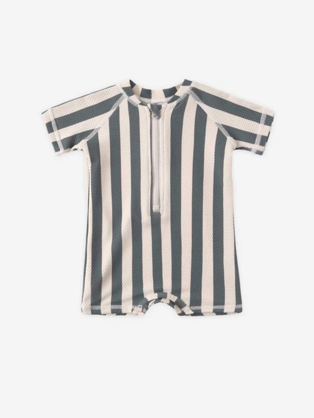 Quincy Mae Zip Rashguard One-Piece - Retro Ocean Stripe - Size 3-6M